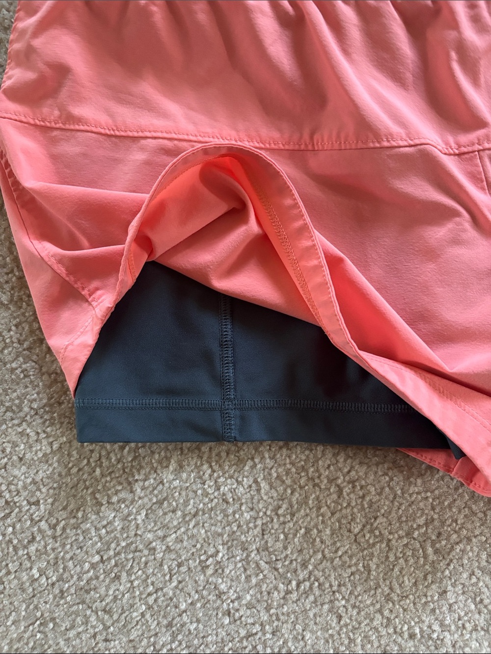 Nike Women's Coral Pink Athletic Shorts with grey Waistband - Picture 3 of 3